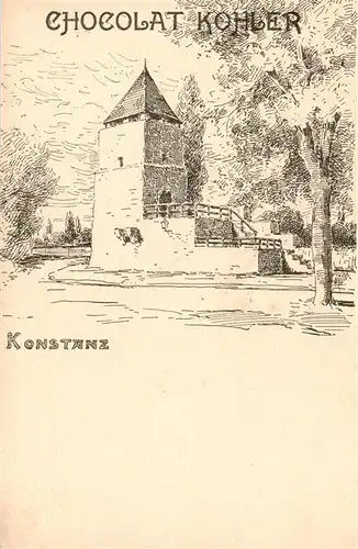 AK / Ansichtskarte 73898727 Konstanz_Bodensee Schlossturm Zeichnung Konstanz_Bodensee