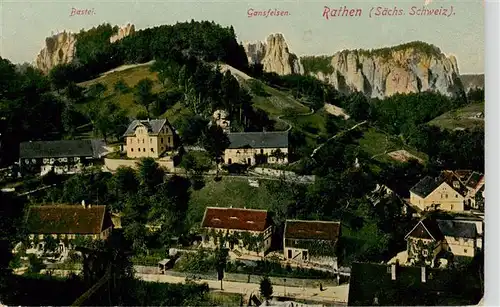 AK / Ansichtskarte  Rathen_Saechsische Schweiz Panorama mit Bastei und Gansfelsen Rathen Saechsische Schweiz