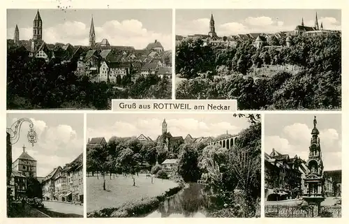 AK / Ansichtskarte 73898774 Rottweil_Neckar Panorama Kirchen Ortspartien Park Saeule Rottweil Neckar