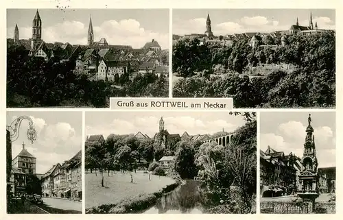 AK / Ansichtskarte  Rottweil_Neckar Panorama Kirchen Ortspartien Park Saeule Rottweil Neckar