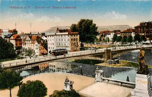 AK / Ansichtskarte  Heilbronn_Neckar Bruecke mit Bismarckdenkmal Heilbronn Neckar