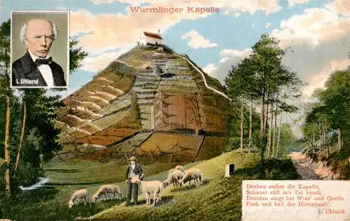 AK / Ansichtskarte 73898810 Wurmlinger_Kapelle_Rottenburg Panorama Portrait Ludwig Uhland 