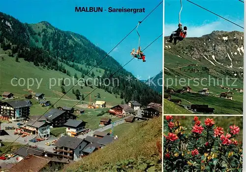 AK / Ansichtskarte 73898992 Sessellift_Chairlift_Telesiege Malbun Bahn Hotels Sareisergrat 