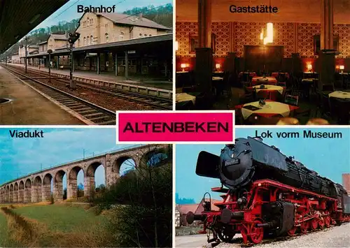 AK / Ansichtskarte 73899133 Altenbeken Bahnhof Gaststaette Viadukt Lok vorm Museum Altenbeken