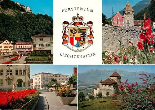 AK / Ansichtskarte 73899153 Vaduz_Liechtenstein_FL Landesfuerstliche Residenz Postplatz mit Schloss Rotes Haus 