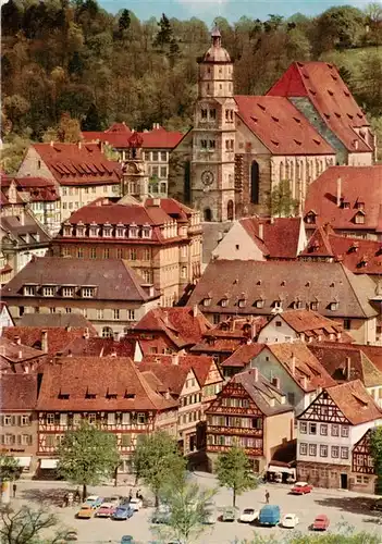 AK / Ansichtskarte  Schwaebisch_Hall Mittelalterlicher Stadtkern Haalplatz Rathaus Michaelskirche Schwaebisch Hall