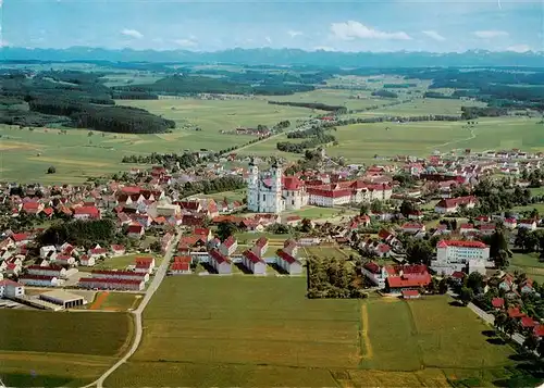 AK / Ansichtskarte  Ottobeuren Panorama mit Zugspitzmassiv Mieminger Hochgebirge Tannheimer Berge Allgaeuer Hochgebirge Ottobeuren