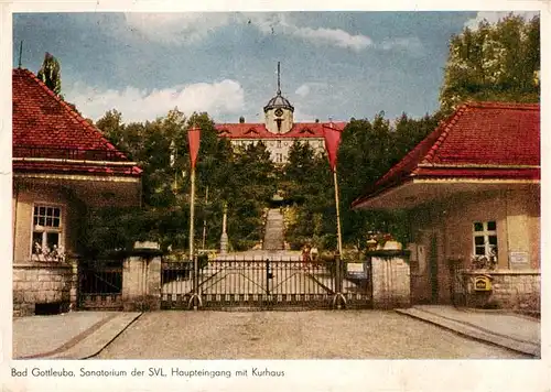 AK / Ansichtskarte 73899274 Bad_Gottleuba-Berggiesshuebel Sanatorium der SVL Haupteingang mit Kurhaus Bad