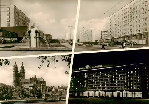 AK / Ansichtskarte  Magdeburg Karl-Marx-Strasse Elbe mit Dom Hotel International Magdeburg