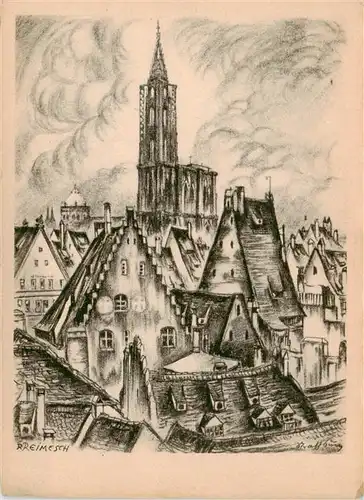 AK / Ansichtskarte  Strassburg__Strasbourg_67_Bas-Rhin Stadtbild mit Muenster Reimesch Kuenstlerkarte Serie Das grosse Reich 