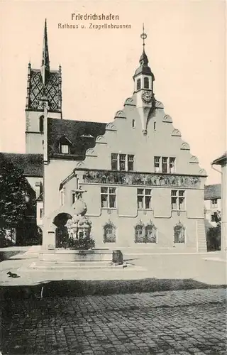 AK / Ansichtskarte  Friedrichshafen_Bodensee Rathaus und Zeppelinbrunnen Friedrichshafen Bodensee