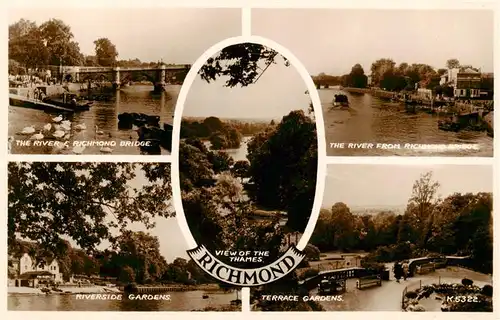 AK / Ansichtskarte  Richmond__London_UK The River Richmond Bridge Riverside Gardens Terrace Gardens View of the Thames 