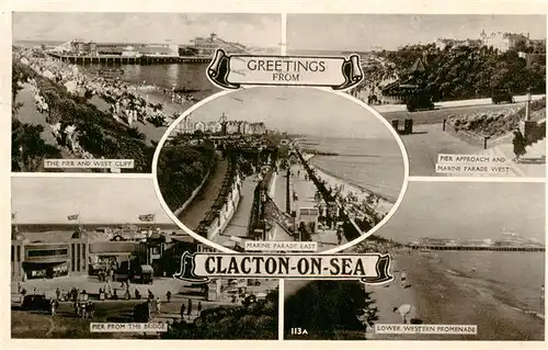 AK / Ansichtskarte  Clacton-on-Sea_UK Pier and West Cliff Marine Parade East Pier Approach and Marine Parade West The Bridge Lower Western Promenade 