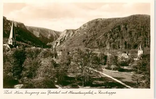 AK / Ansichtskarte  Thale_Harz Eingang ins Bodetal mit Hexentanzplatz und Rosstrappe Thale_Harz