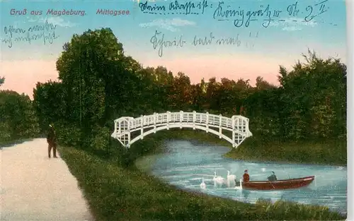 AK / Ansichtskarte 73899435 Magdeburg Mittagsee Bruecke Park Magdeburg