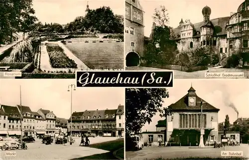 AK / Ansichtskarte  Glauchau Rosarium Schlosshof Markt Am Bahnhof Glauchau