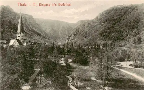 AK / Ansichtskarte  Thale_Harz Eingang ins Bodethal mit Kirche Thale_Harz