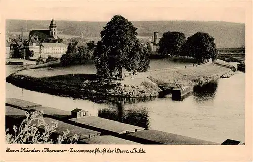 AK / Ansichtskarte  Hann._Muenden Zusammenflus von Werra und Fulda Hann. Muenden