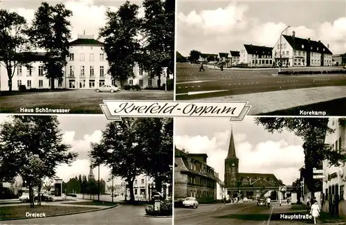 AK / Ansichtskarte  Oppum_Krefeld Haus Schoenwasser Korekamp Dreieck Hauptstrasse Kirche Oppum Krefeld