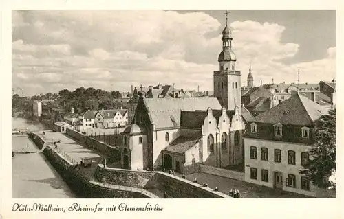 AK / Ansichtskarte  Muelheim__Koeln Rheinufer mit Clemenskirche 