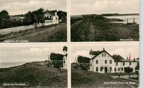 AK / Ansichtskarte  Warwerort_Nordseebad Panorama Kueste Blick auf die Nordsee Hotel Pension Das Weisse Haus am Meer 