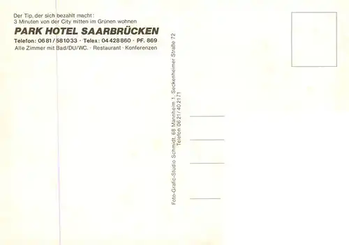 AK / Ansichtskarte 73899699 Saarbruecken Park Hotel am Deutsch-Franzoesischen Garten Saarbruecken