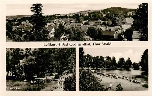 AK / Ansichtskarte  Bad_Georgenthal_Gotha Panorama Schwanenteich Schwimmbad Bad_Georgenthal_Gotha