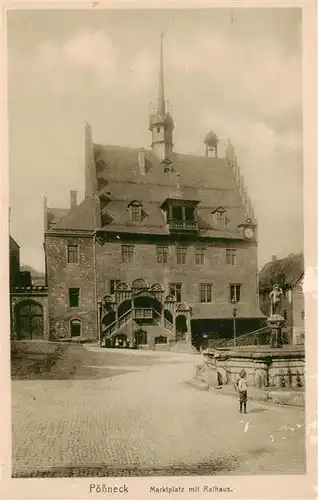 AK / Ansichtskarte  Poessneck Marktplatz mit Rathaus Poessneck