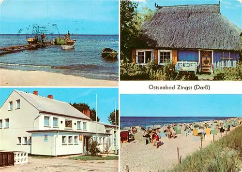 AK / Ansichtskarte  Zingst_Ostseebad Fischereistrand Rohrdachkate FDGB Erholungsheim Stranddistel Strandpartie Zingst_Ostseebad