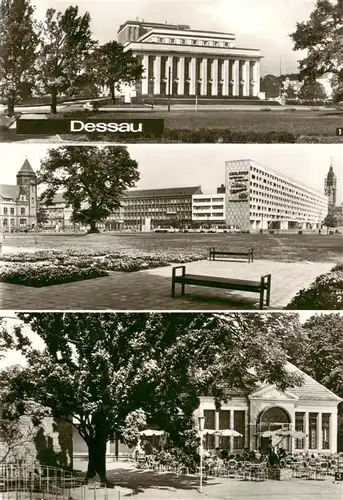 AK / Ansichtskarte  Dessau-Rosslau Landestheater Wilhelm Pieck Strasse Teehaeuschen im Stadtpark HO Gaststaette und Intim Bar Dessau-Rosslau