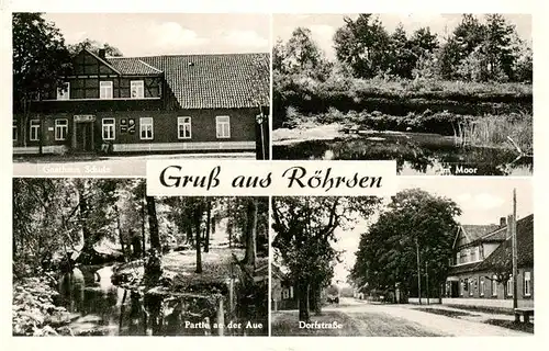 AK / Ansichtskarte  Roehrsen Gaststaette Moor Partie an der Aue Dorfstrasse Roehrsen