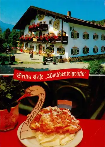 AK / Ansichtskarte 73900244 Ruhpolding Bauernhauskaffee Grills Cafe Windbeutelgraefin im Muehlbauernhof Lohengrin Windbeutel Ruhpolding