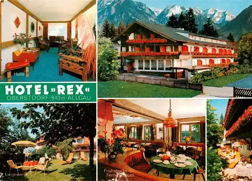 AK / Ansichtskarte  Oberstdorf Hotel Rex Halle Liegewiese Fruehstuecksraum Terrasse Oberstdorf