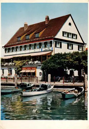 AK / Ansichtskarte 73900317 Langenargen_Bodensee Hotel Loewen Bootsanleger Langenargen Bodensee