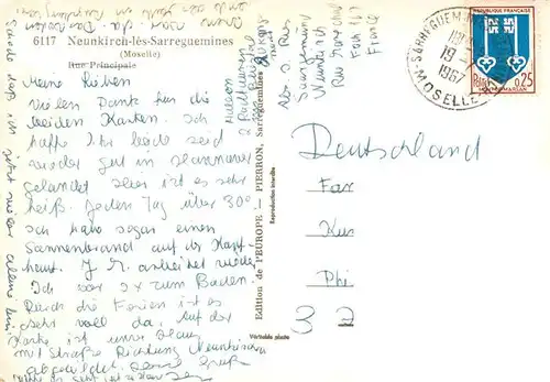 AK / Ansichtskarte  Neunkirch-les-Sarreguemines_67_Bas-Rhin_Elsass Rue Principale 