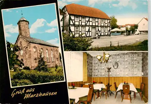 AK / Ansichtskarte  Marzhausen_Witzenhausen Kirche Gaststaette Hotel Gastraum Marzhausen Witzenhausen