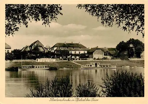 AK / Ansichtskarte  Pfalzel_Trier Uferpartie am Wasser Blick zur Klosterschenke Pfalzel 