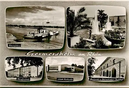 AK / Ansichtskarte 73900418 Germersheim Rheinfaehre Stadtpark Berufsschule Staedt Festhalle Auslands Institut Germersheim