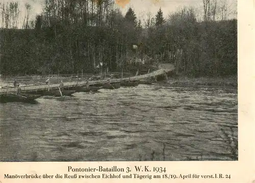 AK / Ansichtskarte  Taegerig Pontonier Bataillon 3 WK Manoeverbruecke ueber die Reuss Taegerig