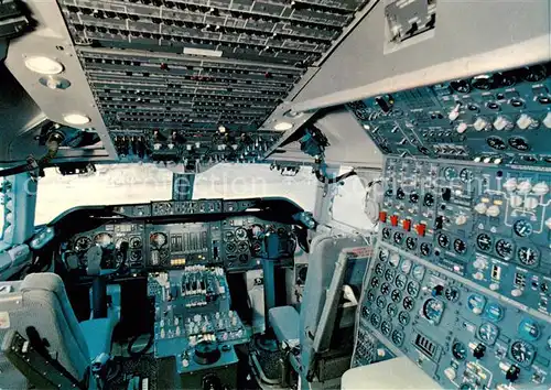 AK / Ansichtskarte  Flugzeuge_Zivil SWIss Jumbo Jet Boeing 747-B Cockpit 