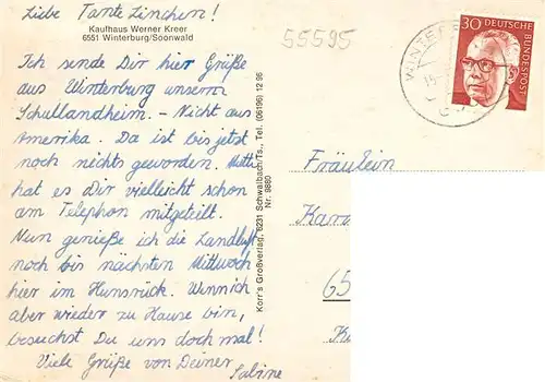 AK / Ansichtskarte  Winterburg Fliegeraufnahme Teilansichten Wildpark Kaufhaus Kreer Winterburg
