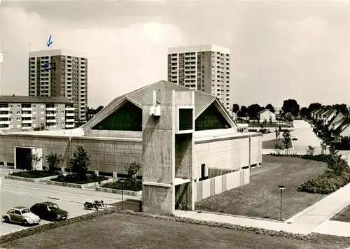 AK / Ansichtskarte  Ludwigsfeld REWE Markt Kugler und Kath Kirchenzentrum Ludwigsfeld