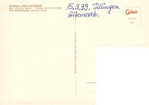 AK / Ansichtskarte 73900600 Pfaffenweiler_Breisgau Gasthaus Zur Waldrose Gastraeume Pfaffenweiler_Breisgau