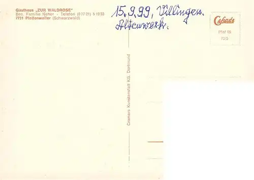 AK / Ansichtskarte  Pfaffenweiler_Breisgau Gasthaus Zur Waldrose Gastraeume Pfaffenweiler_Breisgau