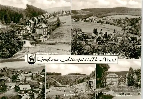 AK / Ansichtskarte  Altenfeld_Thueringen Masserberger Strasse Blick vom Koenigswald Bergstrasse Schwimmbad Park am Markt Altenfeld Thueringen