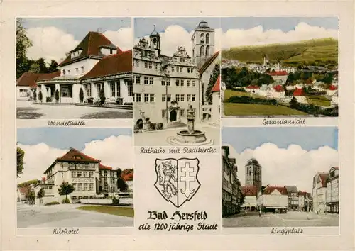AK / Ansichtskarte 73900734 Bad_Hersfeld Wandelhalle Rathaus Stadtkirche Kurhotel Linggplatz Panorama Bad_Hersfeld