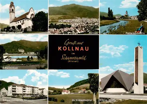 AK / Ansichtskarte  Kollnau St Josefs Kirche Schwimmbad Schwarzwaldplatz Panorama Partie an der Elz Im Kohlenbachtal Ev Kirche Kollnau