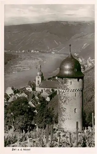 AK / Ansichtskarte  Zell_Mosel Moselpartie Runder Turm Zell_Mosel