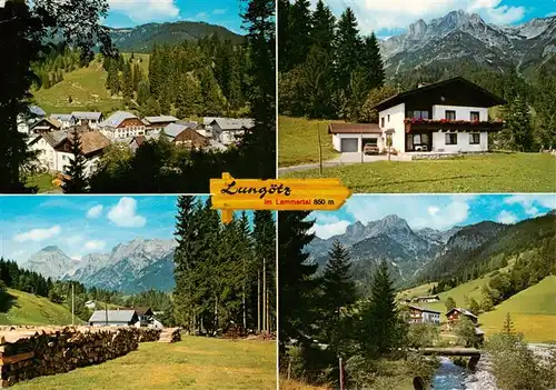 AK / Ansichtskarte 73900779 Lungoetz_Annaberg_Lammertal_AT Panorama mit Koenigswand Pension Lammerhof mit Riffl im Neubachtal 