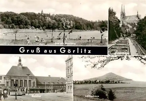 AK / Ansichtskarte 73900821 Goerlitz__Sachsen Bad mit Weinberg Ochsenbastei Bahnhof Landeskrone 